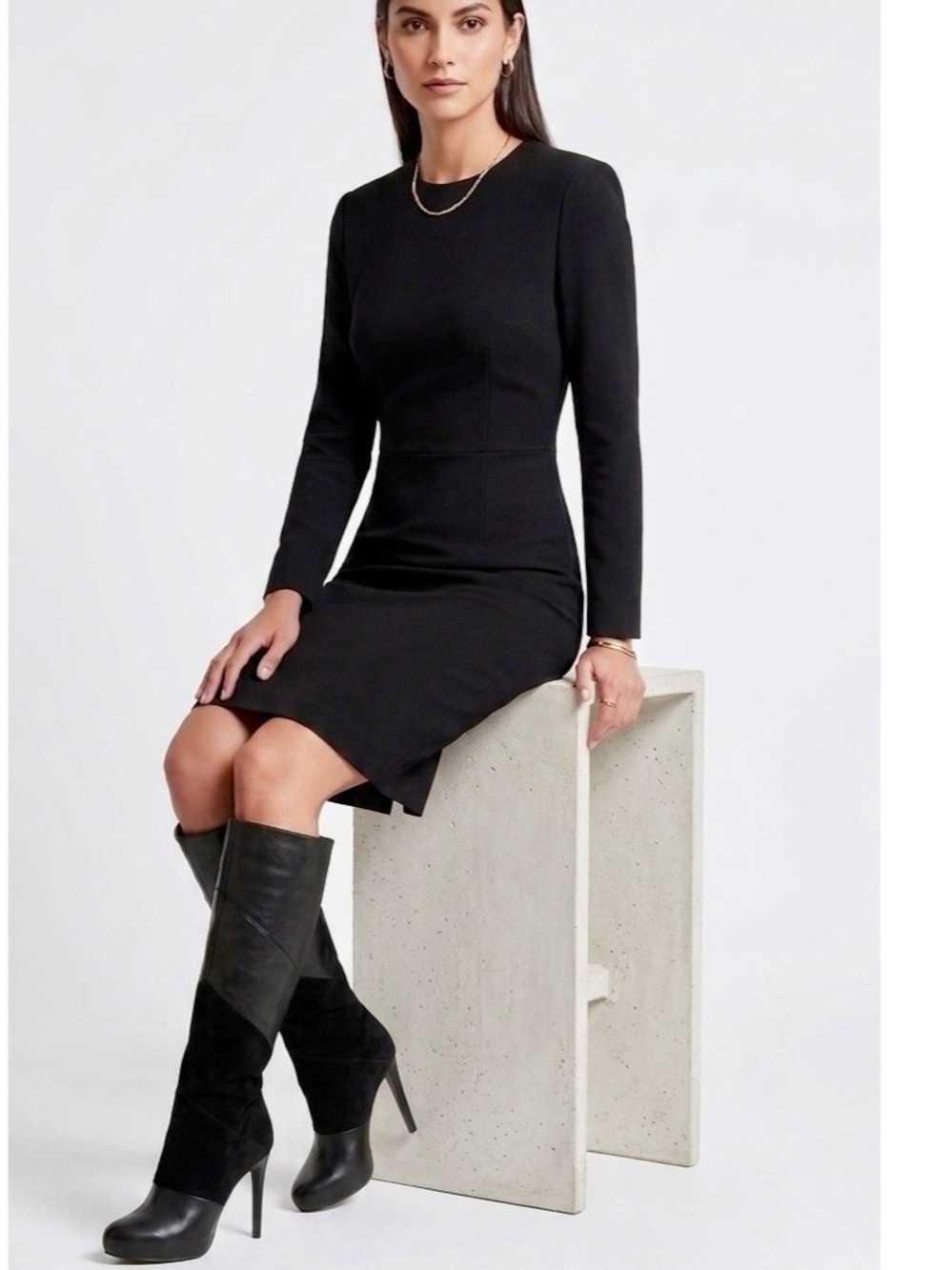 HOUSE OF HARLOW LAINEY Leather Suede Knee High Stiletto Platform Boots Size 37.5